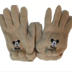 Mickey Mouse Beige Knit Gloves, M